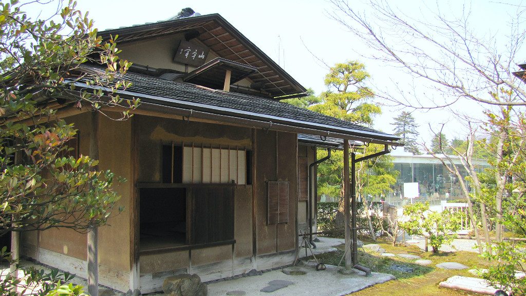 Preserved traditional tea house on the grounds of the 21st Century Museum of Contemporary Art in Kanazawa, Japan