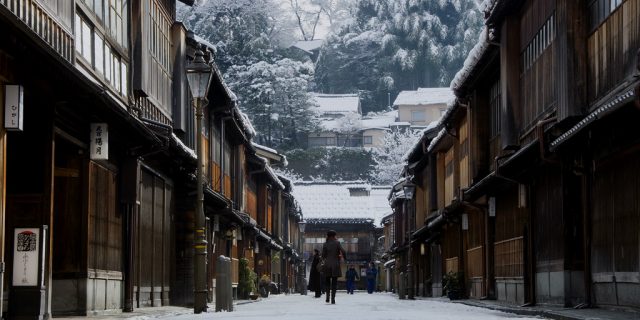 Higashi Chaya in winter, courtesy of Kanazawa City