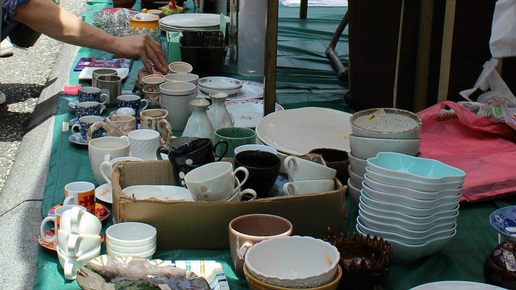 Flea market items at the Seseragi Marriage Festival in Kanazawa, Japan