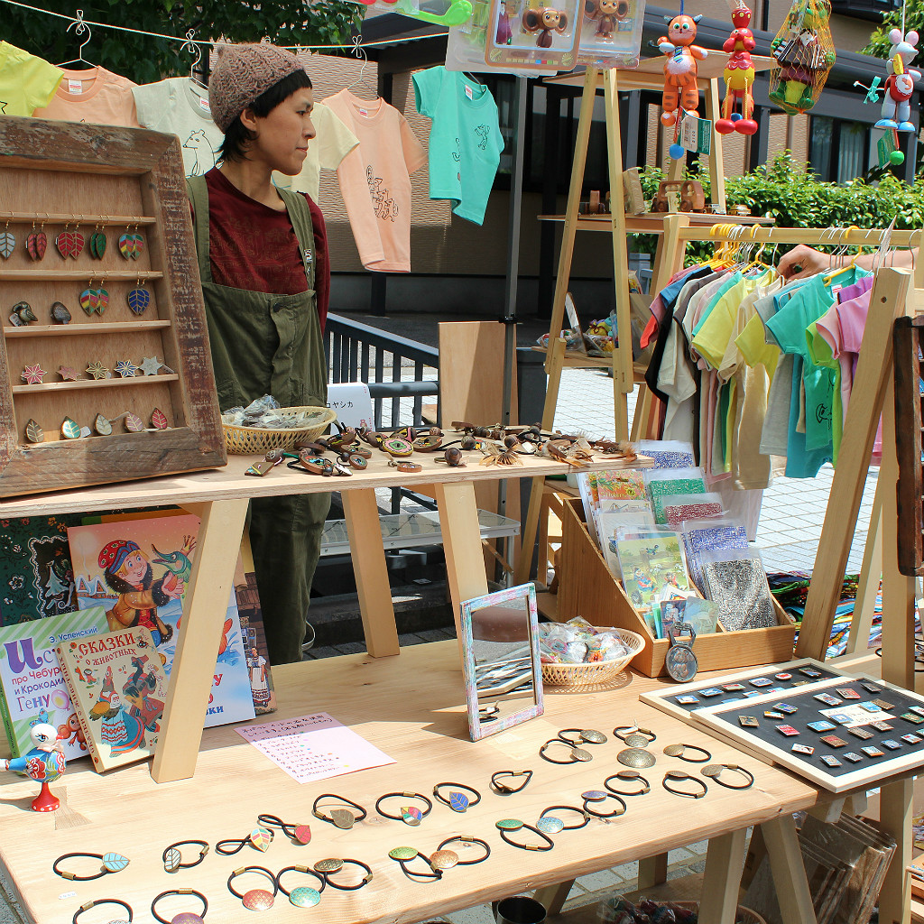 A flea market and crafts booth at the Seseragi Marriage Festival in Kanazawa, Japan