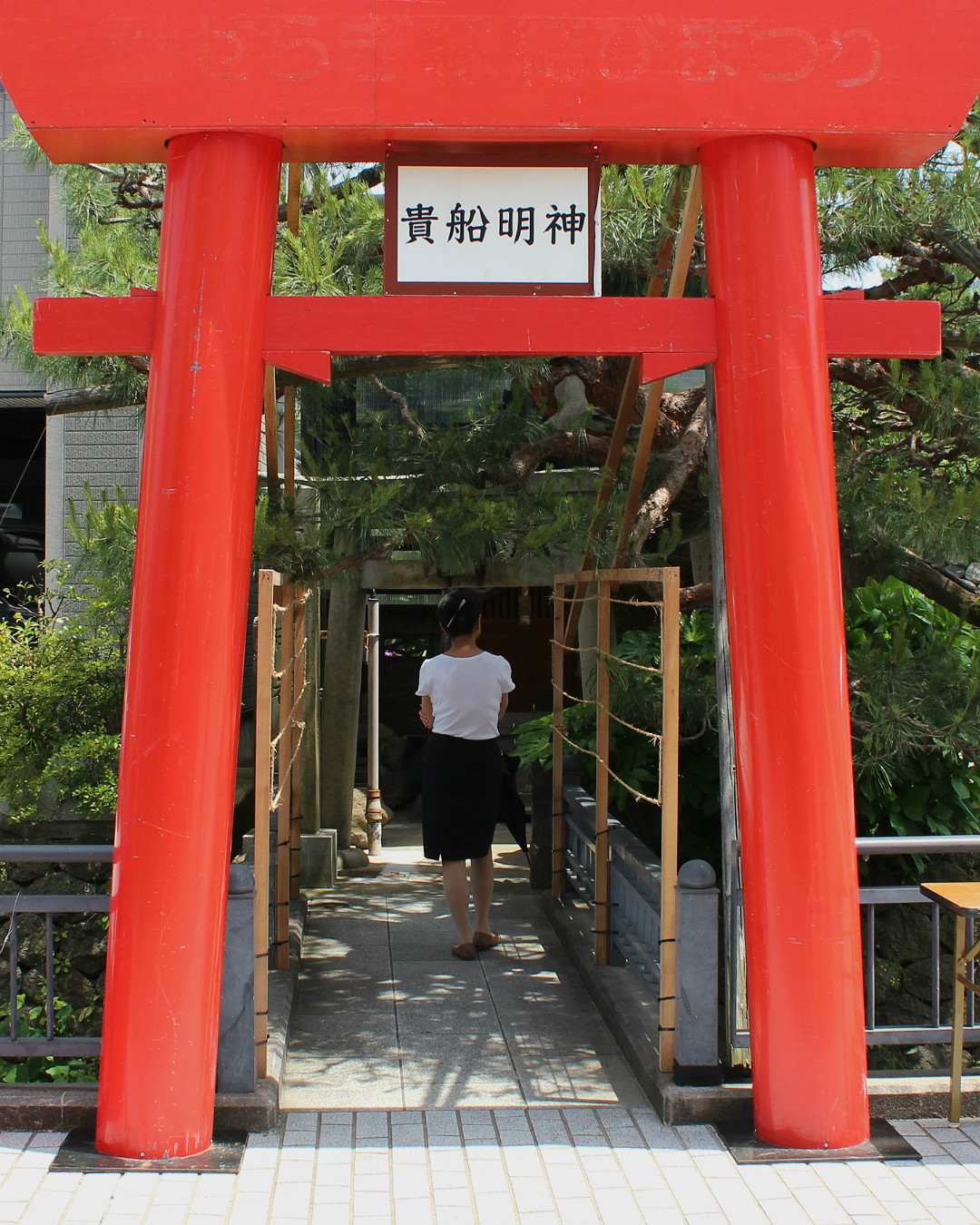 Temporary torii gate at Seseragi Street's shrine in Kanazawa Japan