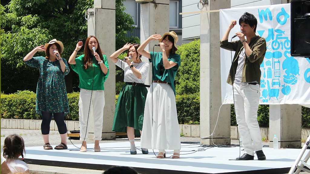 Performers on stage at the Seseragi Marriage Festival in Kanazawa, Japan