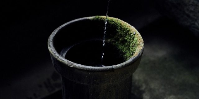Water tap at Yuyado Sakamoto, in the Noto, north of Kanazawa, Japan (hot spring hotel, ryokan)