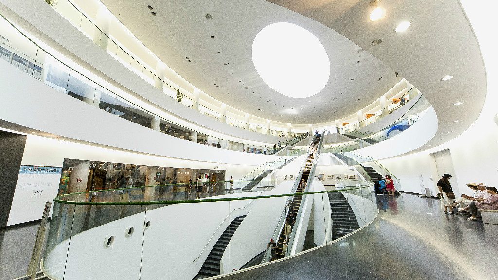 The upper floors of the Fukui Dinosaur Museum