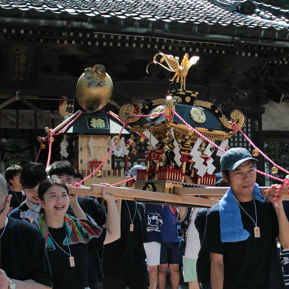 Mikoshi shrines depart from Ishiura Shrine in Kanazawa