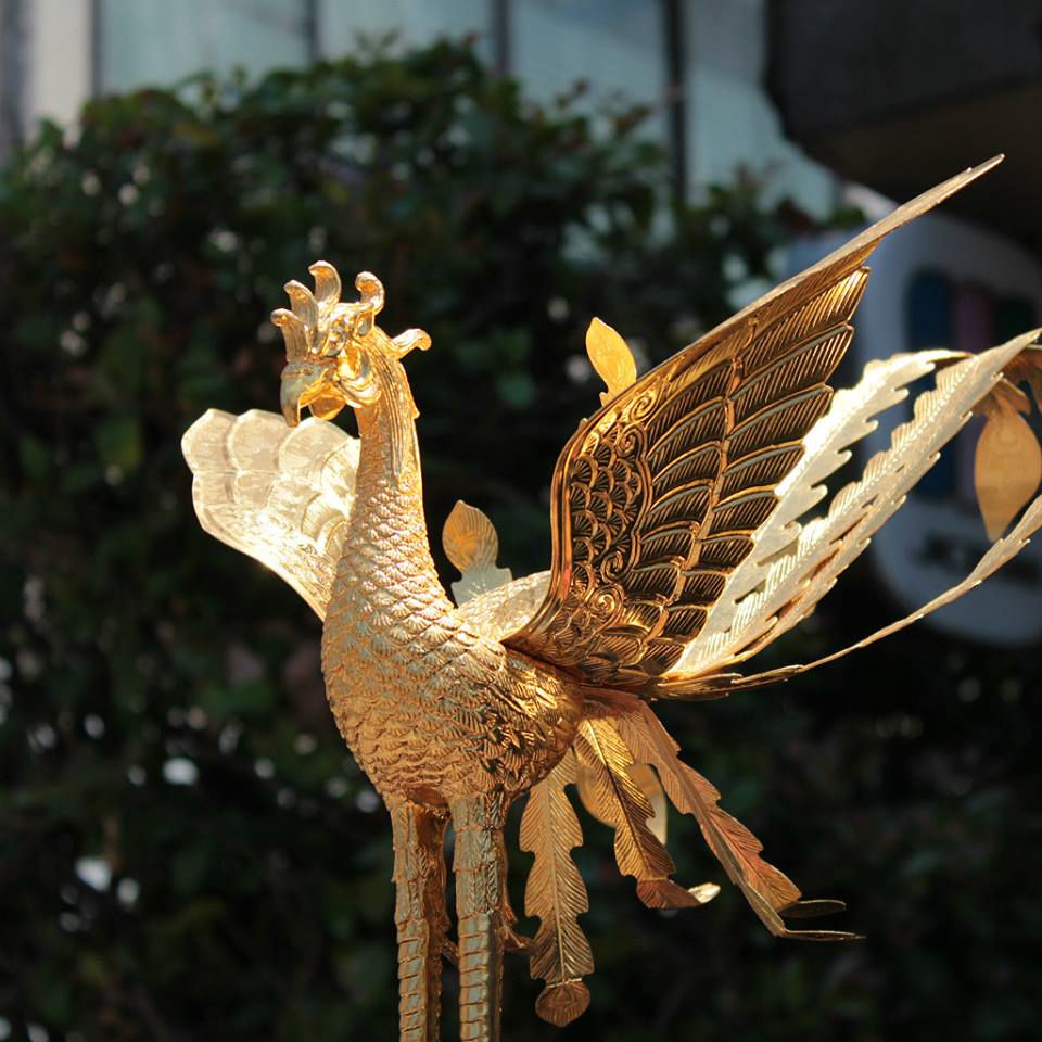 The mythological phoenix atop a mikoshi shrine in Kanazawa