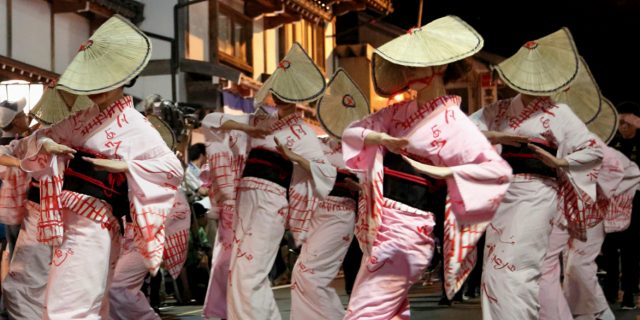 Owara Kaze no Bon street dances at night