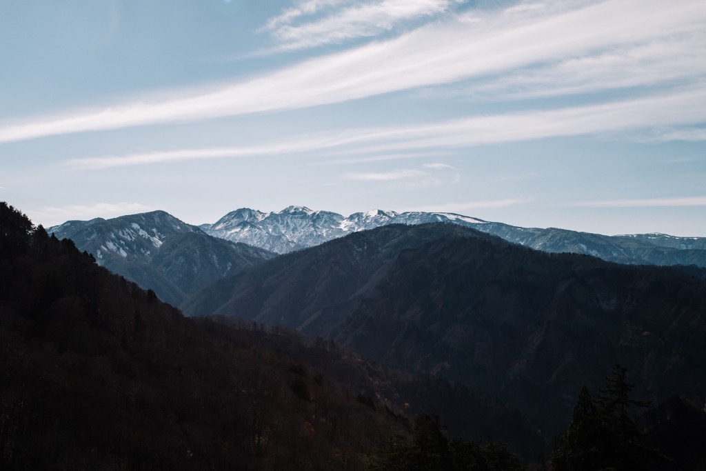 The Japanese Alps of west Japan along the White Road, the highway to Shirakawa-go
