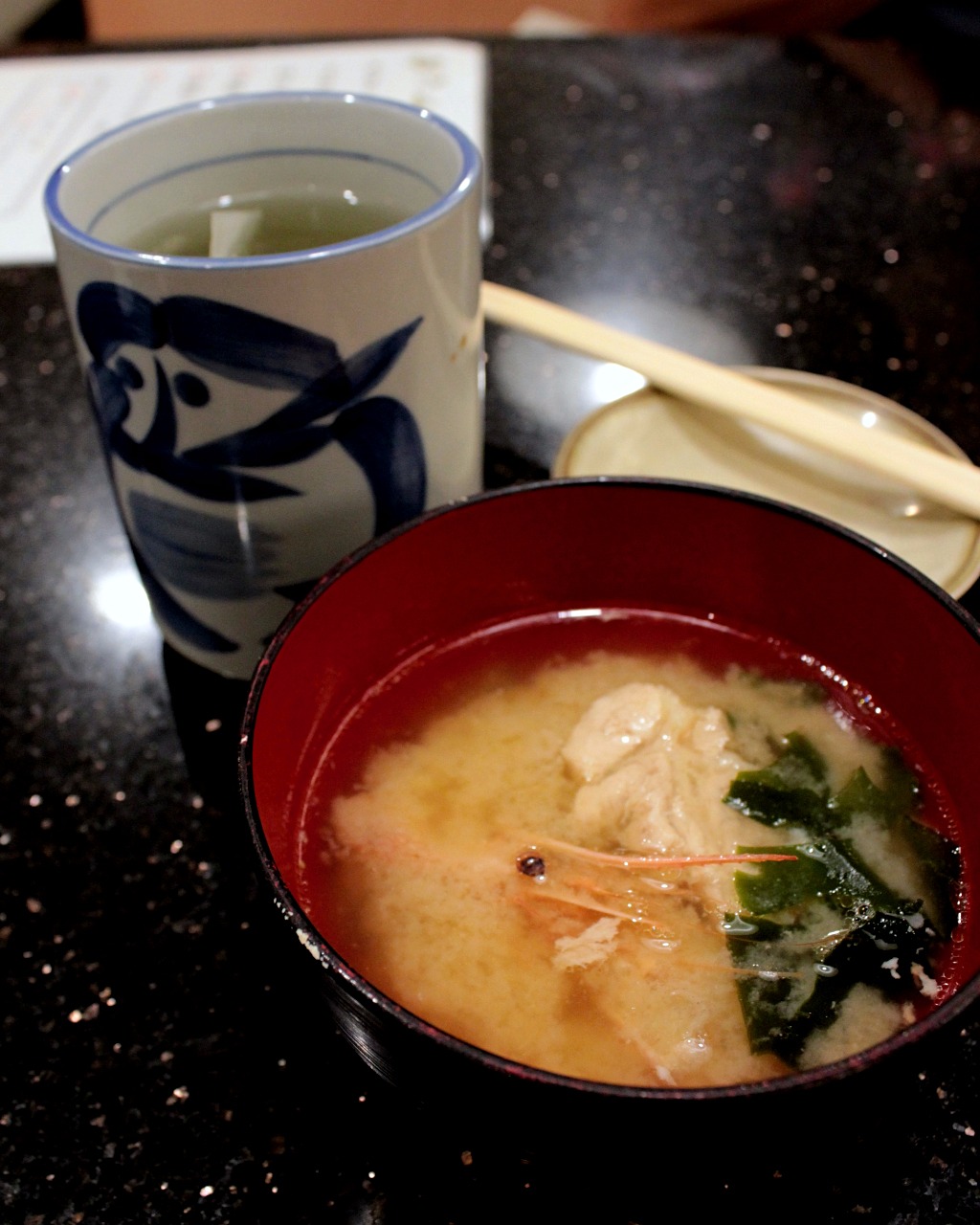 Seafood miso soup at Ponta in Kanazawa, Japan