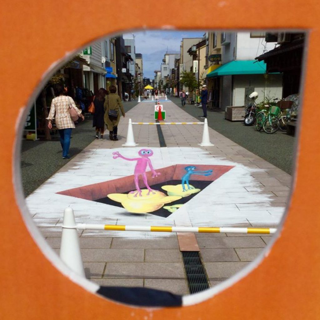 3D Street Art at Yasuecho in Kanazawa, Japan