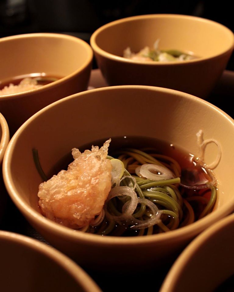 toshi-koshi soba, or New-year soba noodles at Kanazawa Music Bar for guests of Kaname Inn Tatemachi