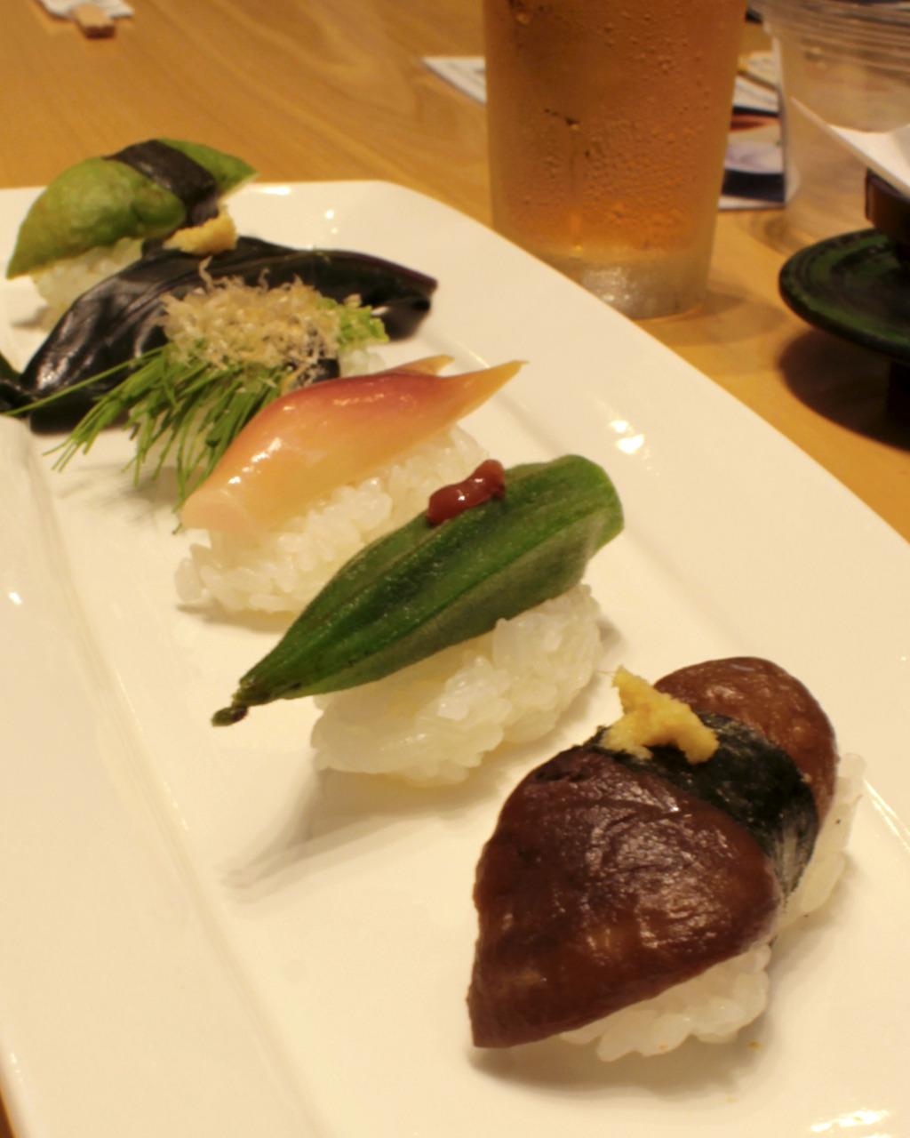 Vegetable sushi platter at Sushi Kuine in Kanazawa, Japan