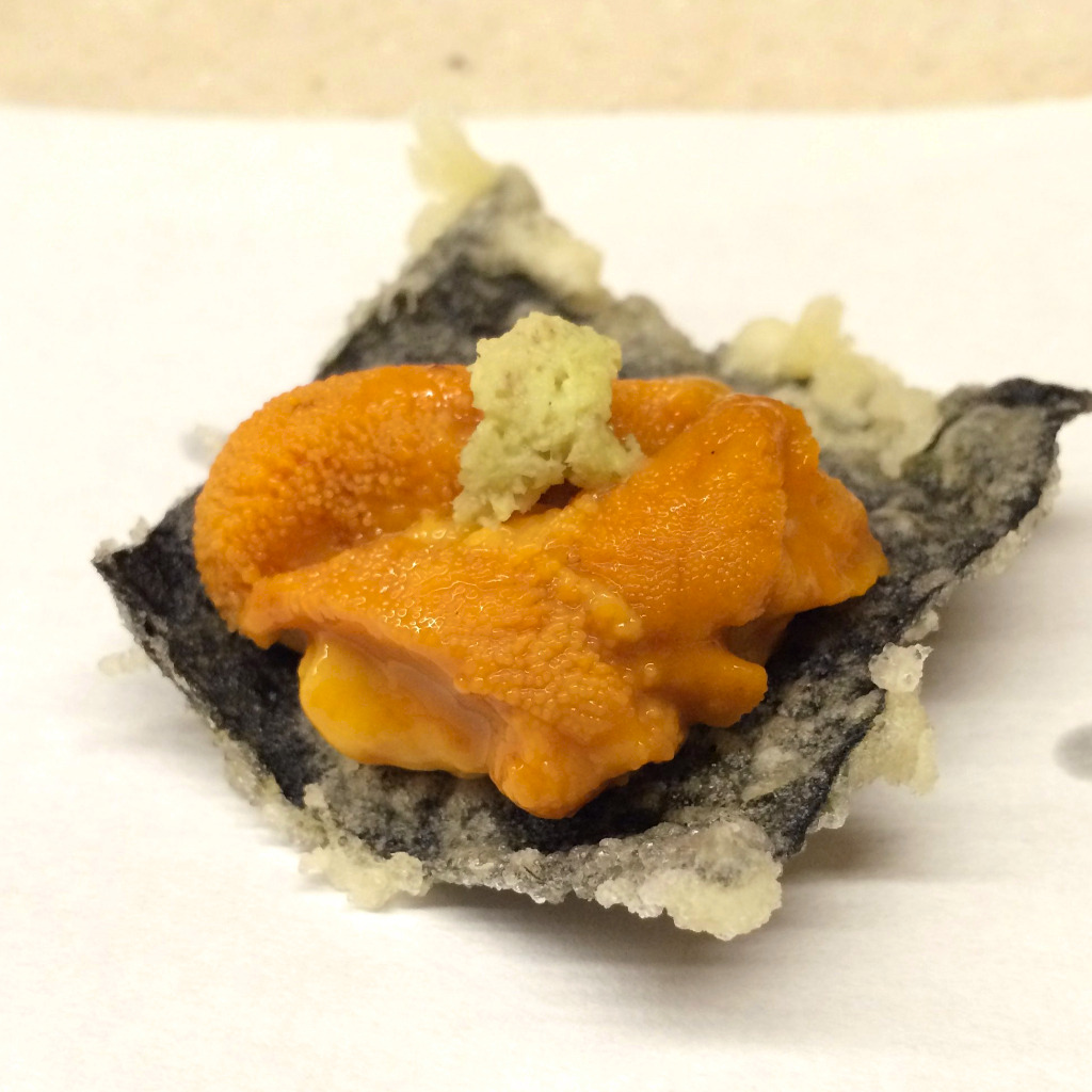 Tempura Koizumi, Kanazawa restaurant, seaweed tempura with uni