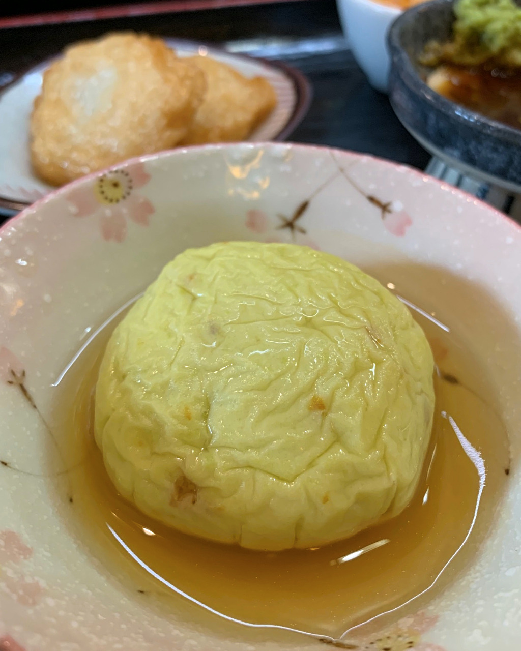 Edamame Manju, one of the daily manju sides at Ageha, a fish cake restaurant in Kanazawa, Japan