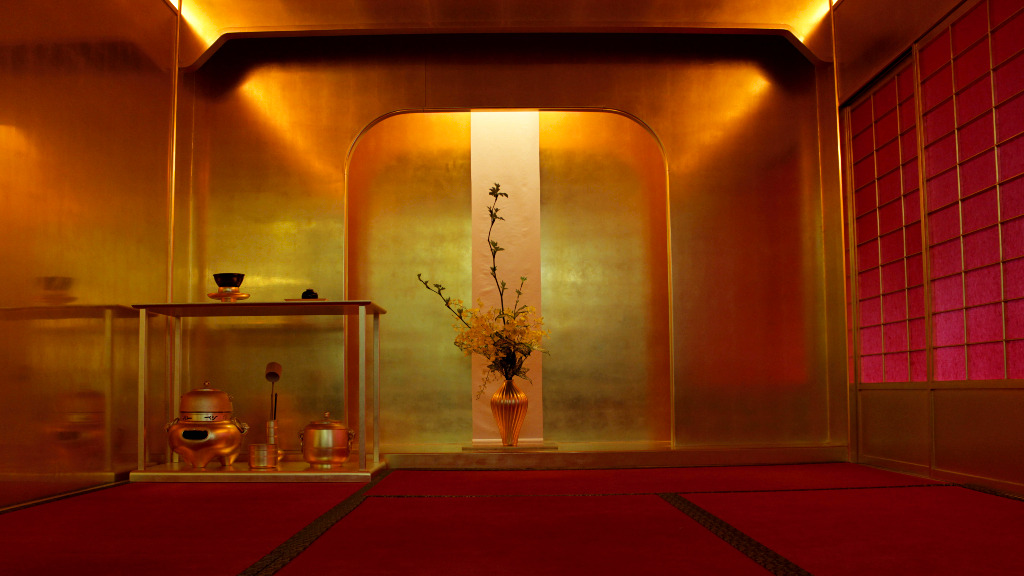 Hideyoshi Gold Tea Room at Hakuza Honten in Kanazawa