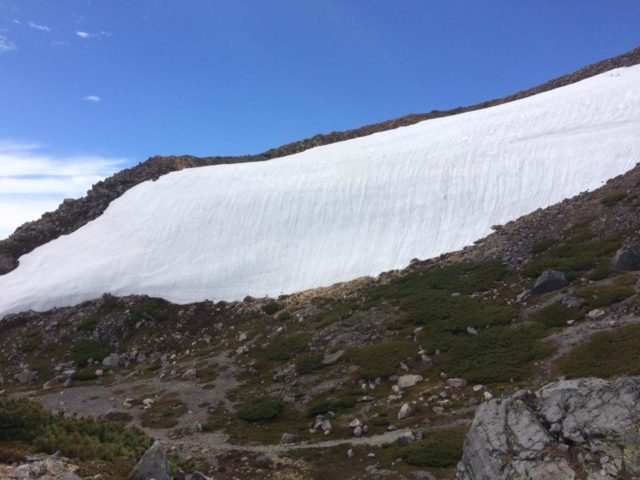 Snow wall near the top of Mount Haku