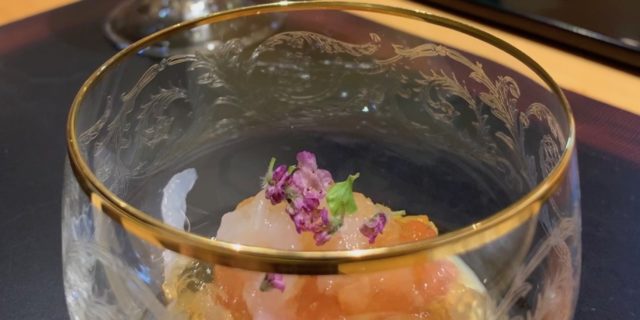 Cup of sashimi at Sushi Issey, Kanazawa