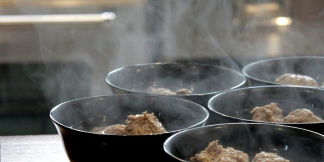 freshly cooked fish cake dumplings in dashi