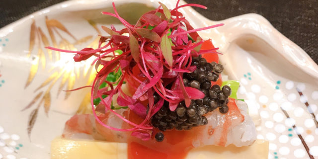 Caviar dish at Yokoyama fine Japanese dining in Kanazawa