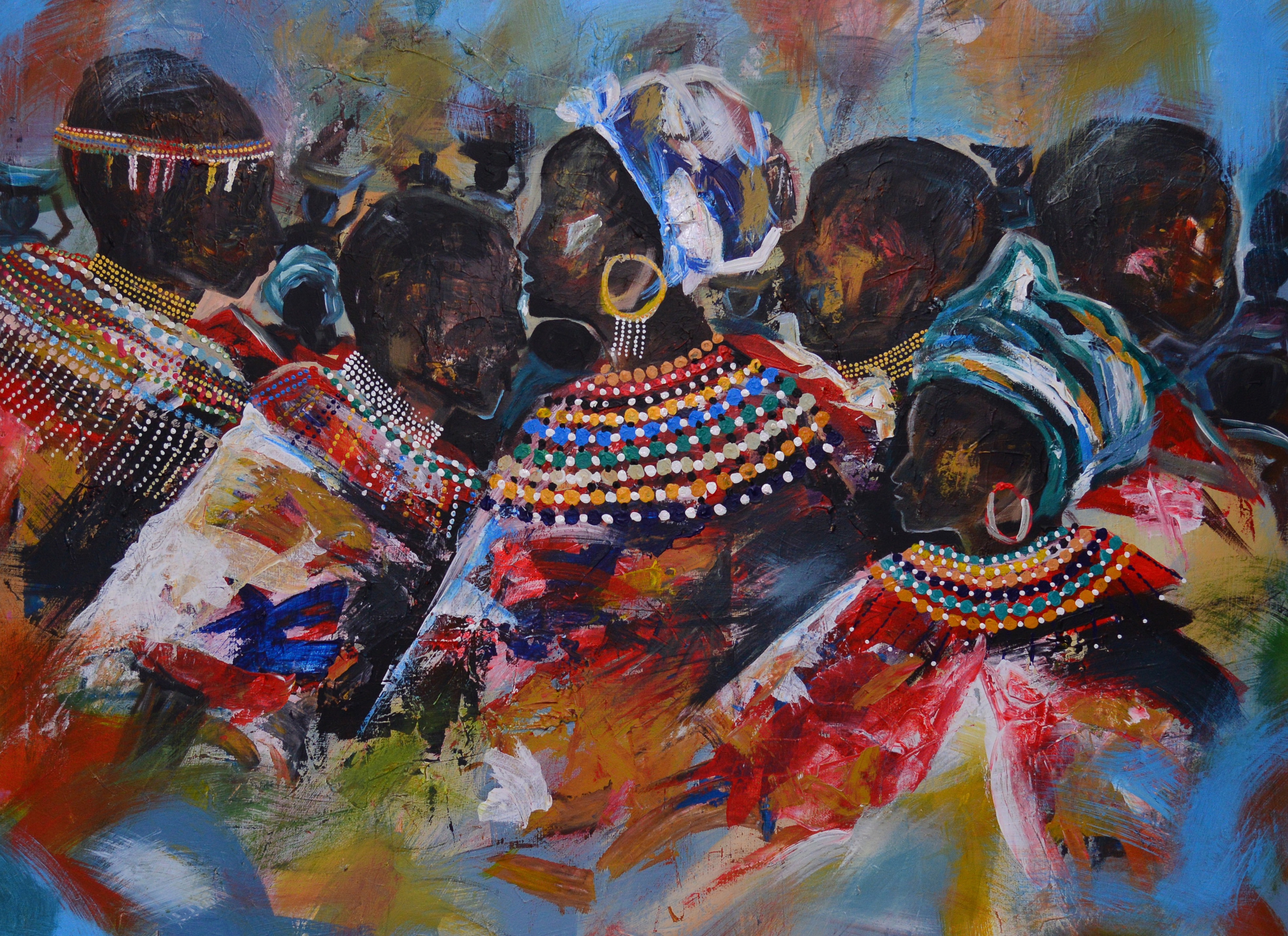 One of the works by Ganza Odart, Rwandan artist, featuring the forms of African women