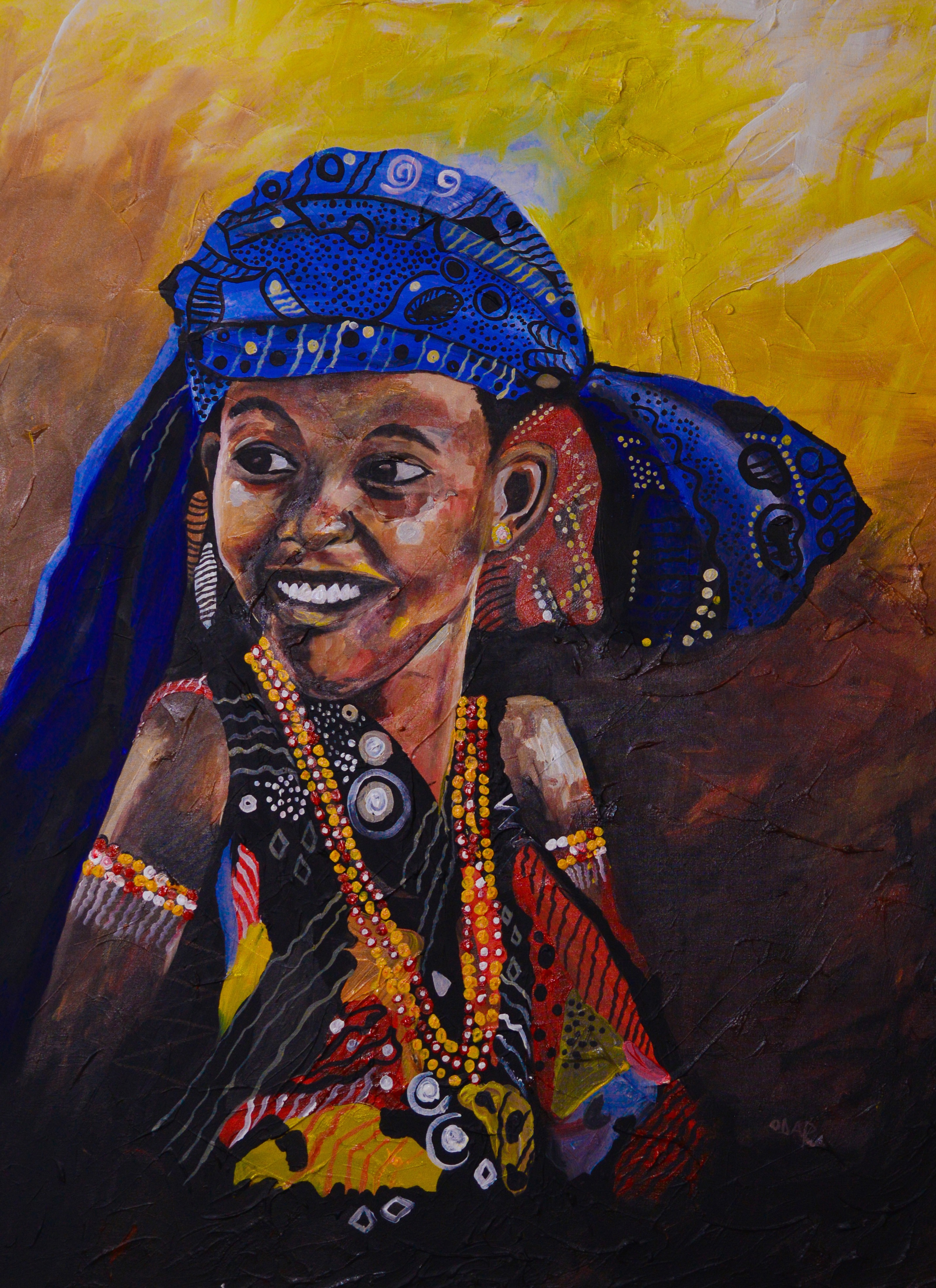 Portrait of a young woman by Rwandan artist, Ganza Odart