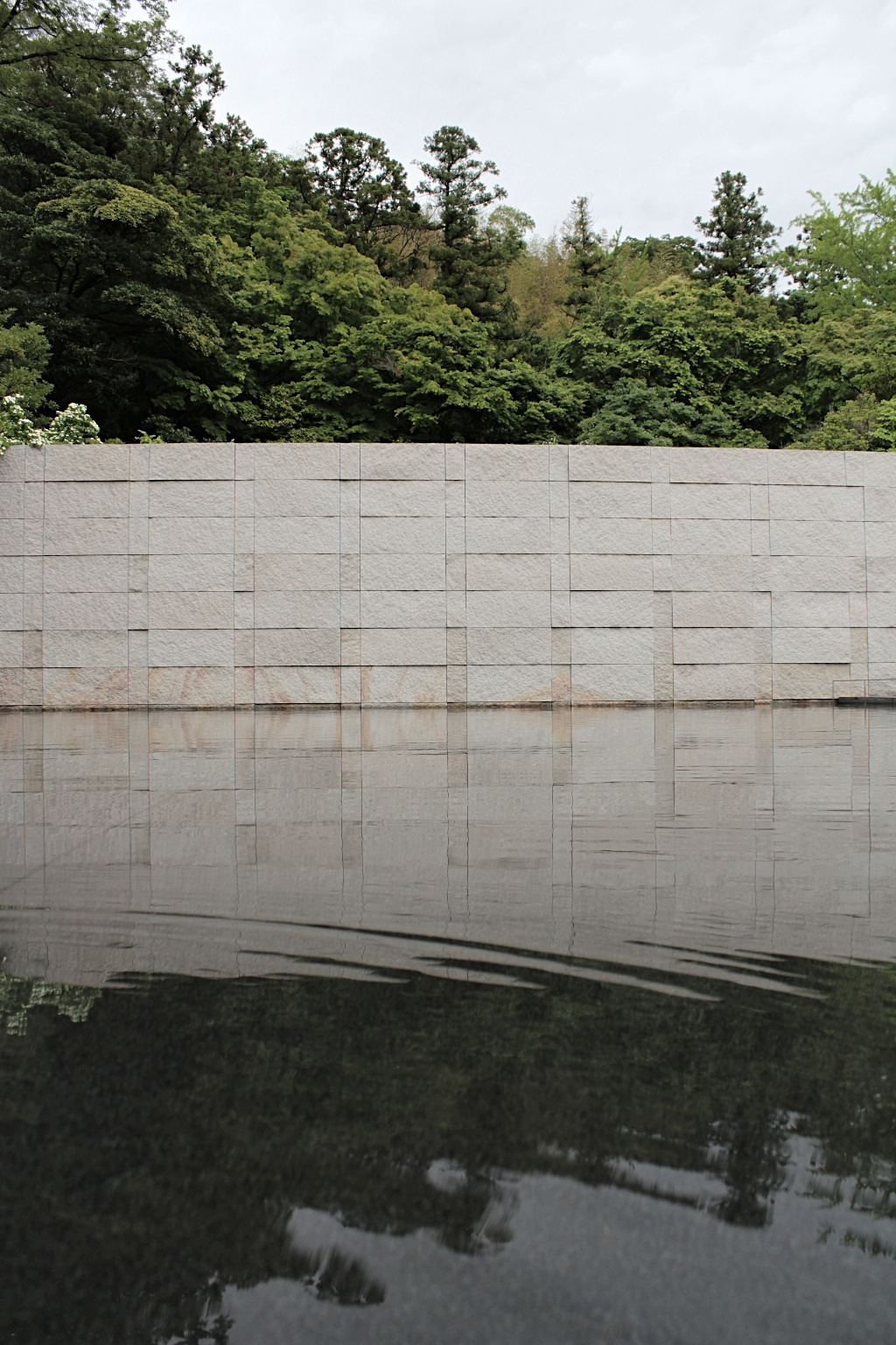 Granite wall made from local stone at the DT Suzuki Museum