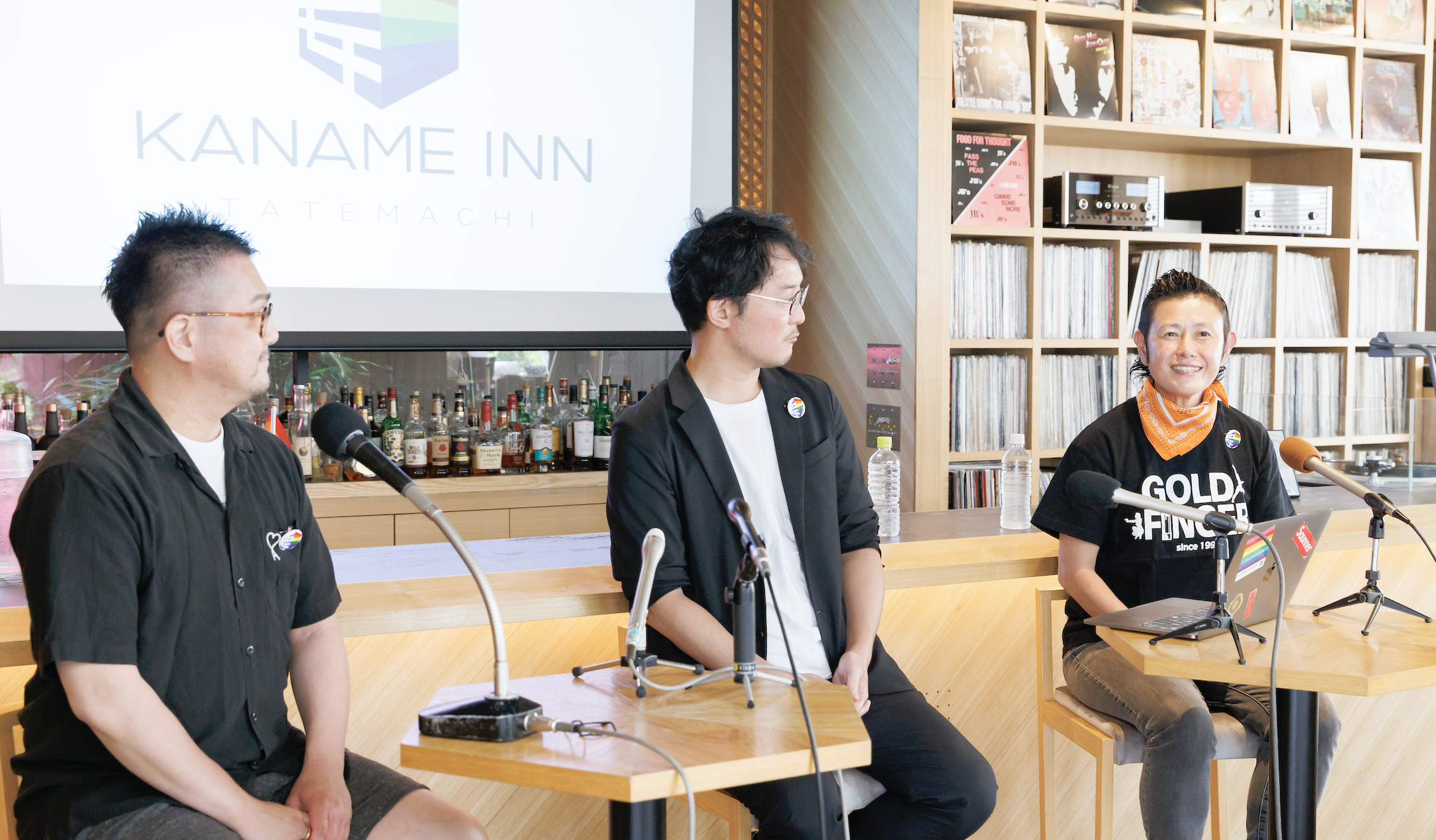 From left to right, Chief Diversity Officer Matsunaka, President Hosokawa, and Chief Communications Officer Ogawa speak at the June 23rd Press Conference on LGBTQ+ initiatives at Kaname Inn Tatemachi