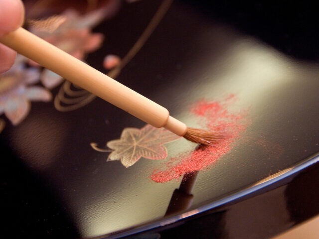 Maki-e: powdered metal painted onto lacquerware, a traditional craft of Kanazawa